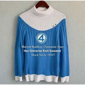 NEW Her Universe Marvel The Fantastic Four 4 Sue Storm Uniform Sweater sz Large